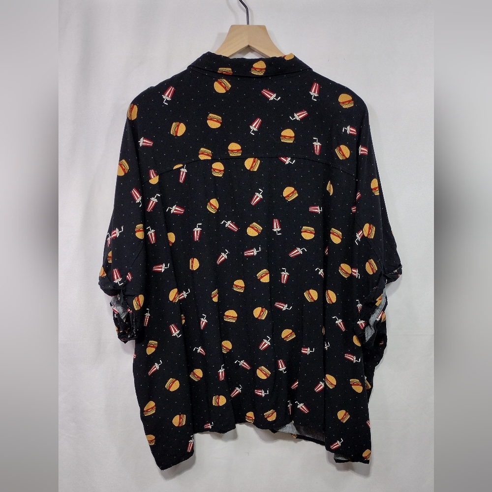 Lularoe Charlie Novelty Print Button Shirt Mens 3XL Black Casual Comfy Retro 90s - Picture 5 of 9